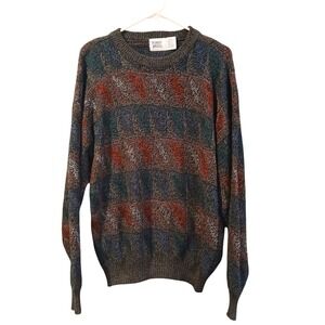 Vtg Robert Bruce Men's Large Geometric Pattern Knit Sweater Acrylic 80s 90s